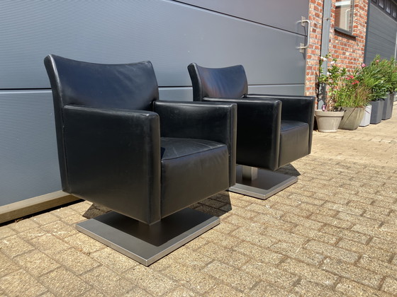 Image 1 of 2x sedie laterali Jori Kubolo in pelle nera Condizioni ottimali!!!