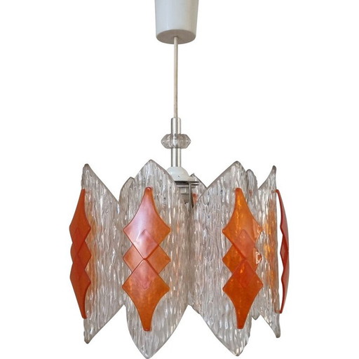 Lámpara colgante de cristal de mediados de siglo, Alemania, 1970