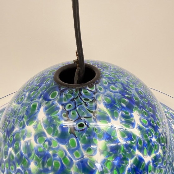 Image 1 of Lampada a sospensione in vetro di Murano blu Neverrino di Gae Aulenti per Vistosi Italia, anni '70