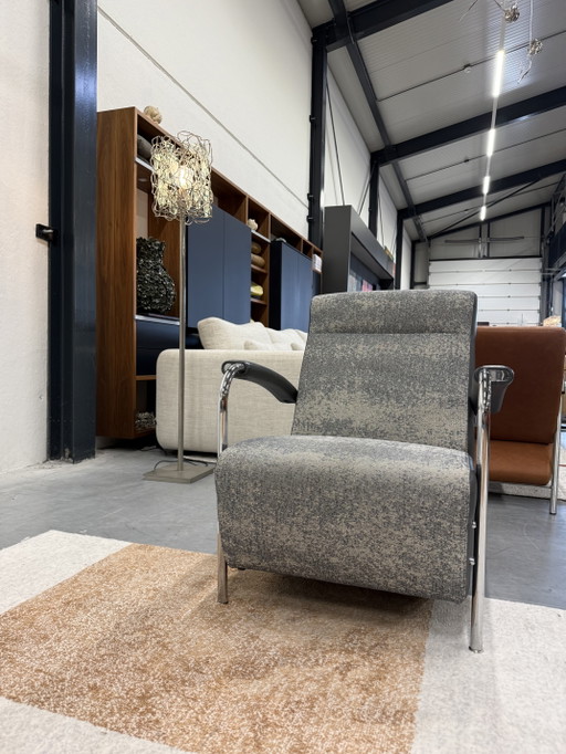 Leolux Scylla Hoog fauteuil memory stof grijs