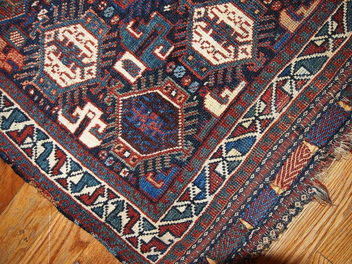 Bolso persa Khamseh antiguo, coleccionable y hecho a mano, 1,9" x 1,11" (58 cm x 67 cm), década de 1880 - 1B318