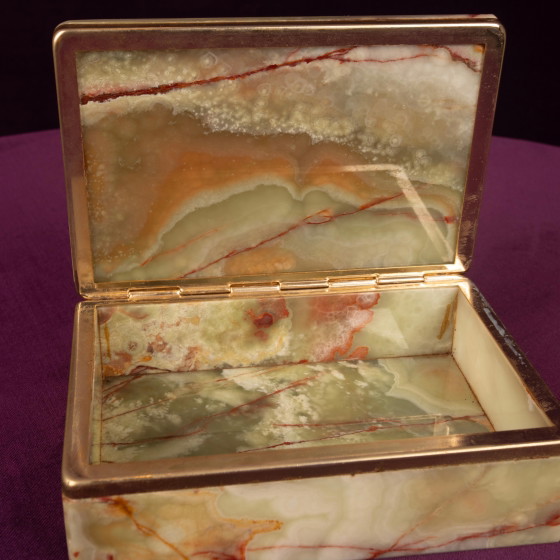 Groene Onyx en Messing Doos met Deksel, Italië 1970 – Decoratieve objecten, Marble, Italian Design (photo 14 of 18)