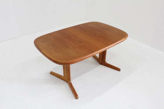 Image 1 of Vintage Danish oval extendable dining table teak by Johs. Kristoffersen & Son