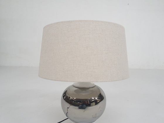Image 1 of White and silver ceramic table light attrb. to Bitossi, Italy 1970's
