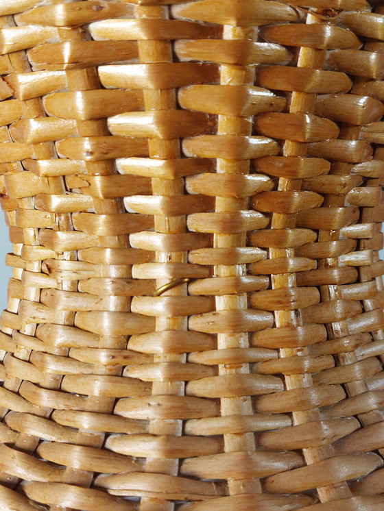 Image 1 of Vintage lampenkap van rotan in mandvorm uit het midden van de 20e eeuw, jaren 70.