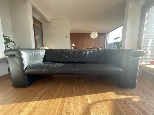 Rolf Benz - 3 seater - black leather - mid century 