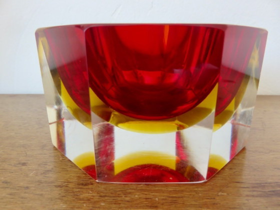 Image 1 of Octagonal Sommerso Murano ashtray, designed by Flavio Poli, 1970s