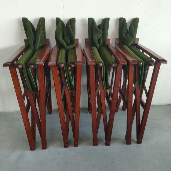 Image 1 of Unique and Rare 1950s Green Brothers 'Foldable' Directors' Chairs Bridge Table Set