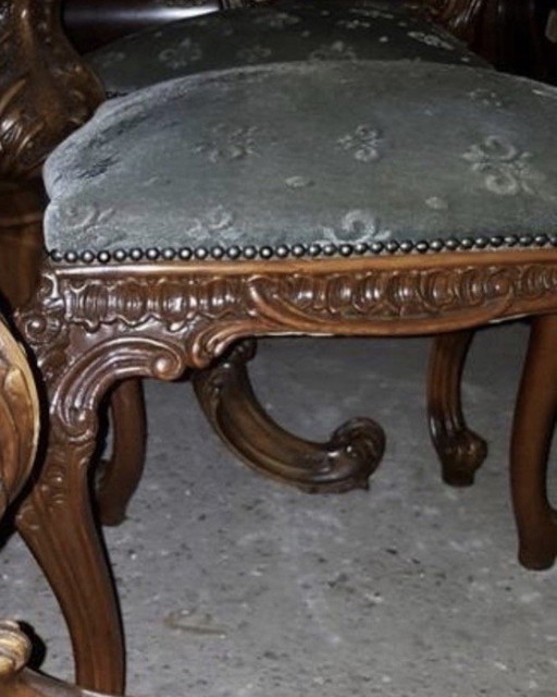 6 barok eetkamer stoelen – eetkamerstoelen, Textile, Wood (photo 2 of 6)