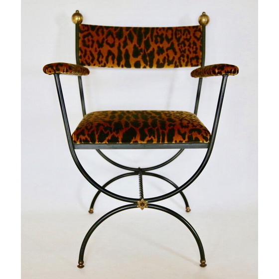 Image 1 of Vintage Curule Seat in Leopardo Silk Velvet 1960s