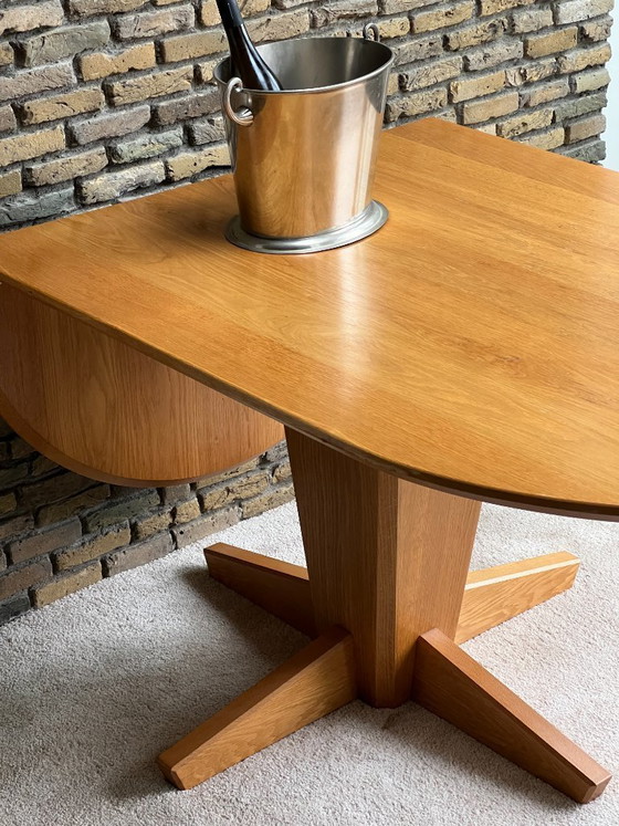 Image 1 of Danish oak dining table - Vintage Scandinavian design - drop-leaf