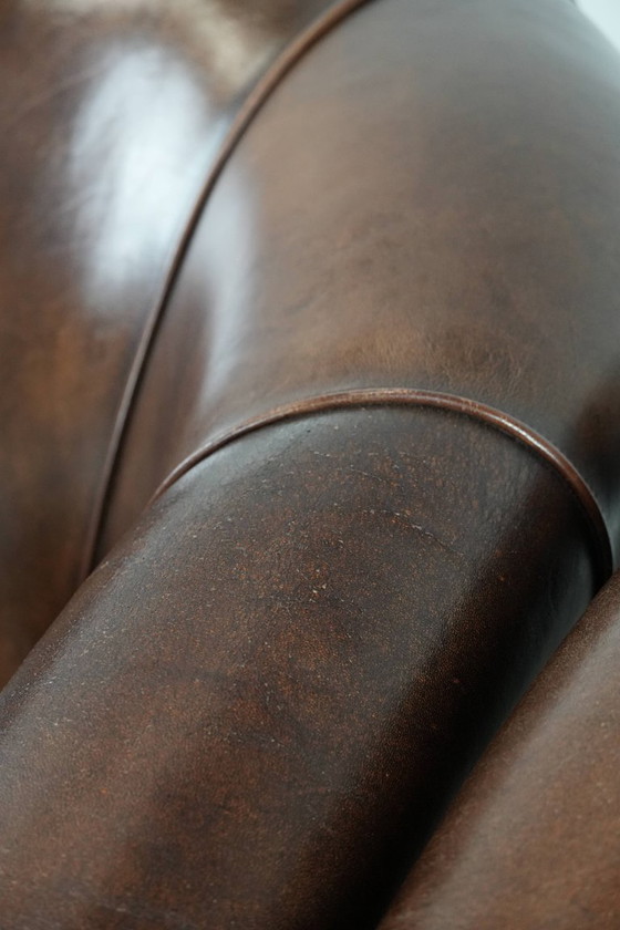 Image 1 of 2 poltrone da club in pelle di pecora con cuscino di seduta fisso e bellissimi colori