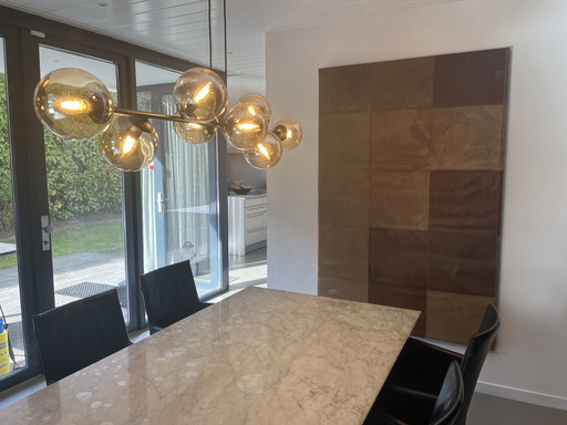 Lampe à suspension pratique en noir mat avec verre ambré