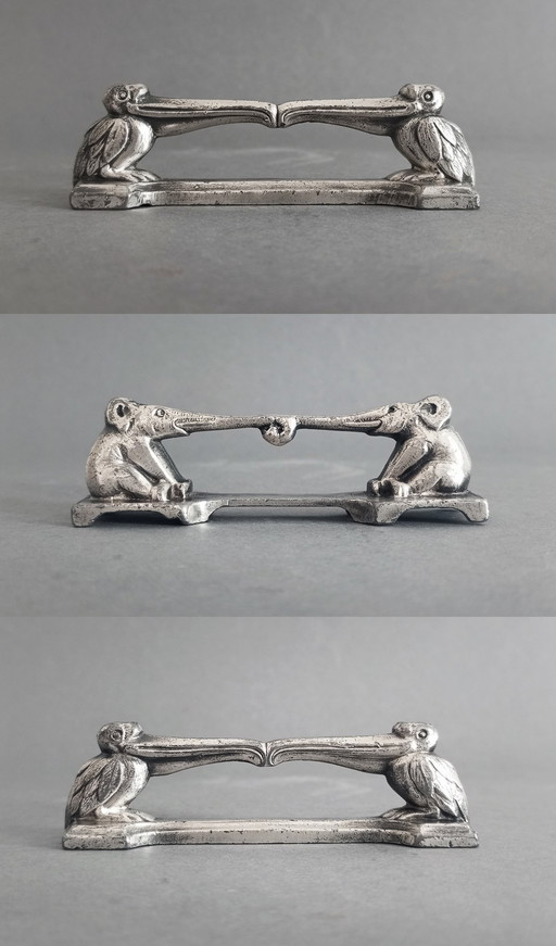 Société Francaise d'Orfèvrerie d'Art ARGIT/Christofle 3x Art Deco -Elefanten-Pelikane-Messerhalter 1920