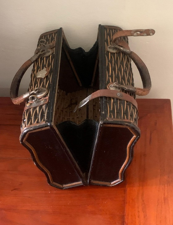 Antieke Franse rieten handtas — Napoleon III, circa 1890 — – Decoratieve objecten, Wicker, Leather (photo 14 of 30)