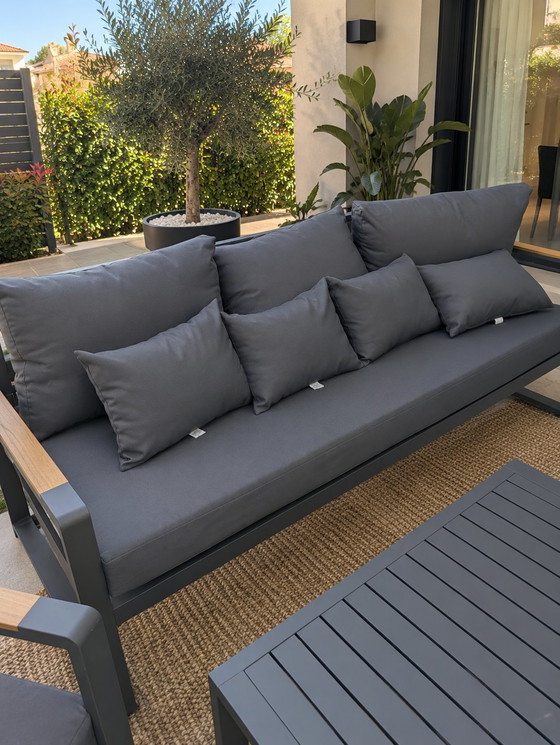 Set da Giardino Lounge in Alluminio Antracite – 4 Pezzi – Divani 3 posti, Aluminium (photo 4 of 6)