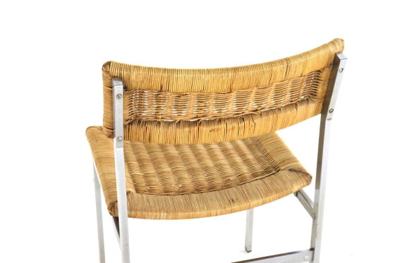 Set van 4 stoelen eetkamerstoelen metaal riet vintage – Chrome (photo 10 of 16)