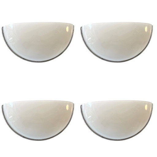 Murano opaline glass set of 4 sconces by Vetri ,Italy 1980s