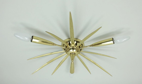 Image 1 of 50's mid century sputnik 3-light laiton CEILING FIXTURE