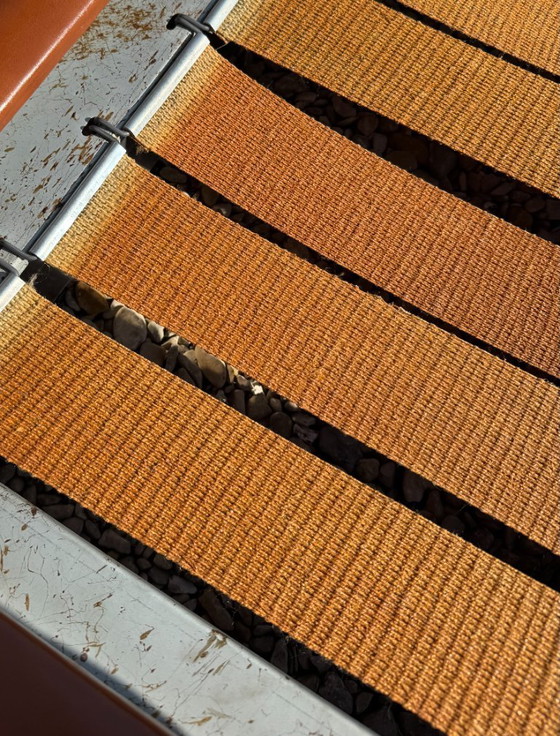 Image 1 of Divano a 3 posti in alluminio spazzolato e pelle marrone, Francia 1970