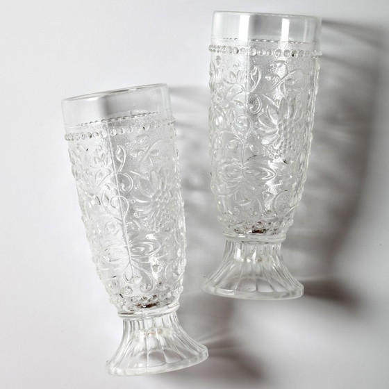 Set di 2 eleganti bicchieri in vetro pressato Cibulak di Pavel Panek / 1977 – Bicchieri e caraffe, Glass (photo 3 of 11)