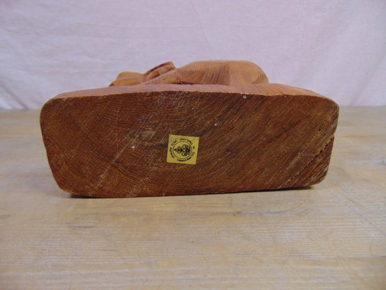 Image 1 of Éléphant en bois vintage de Thaïlande