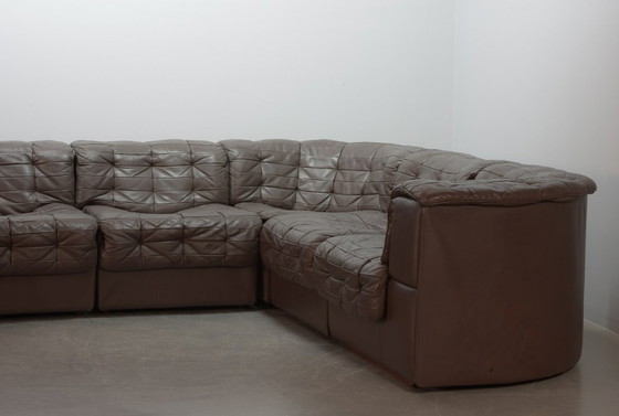 Image 1 of Excellent Mid-Century De Sede DS11 Patched Seal Brown Leather Modular Sofa, 6 Elements. Germany, 1970s.