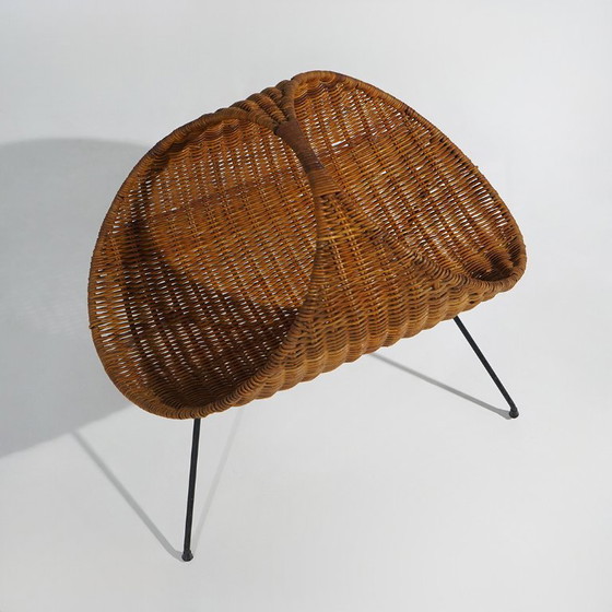 Tijdschriftenrek van rotan met metalen poten, jaren 1950 – Rattan (photo 5 of 12)
