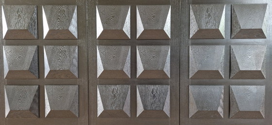 Dressoir, wandmeubel, De Coene, brutalistisch design, zwart eiken, 1970s, België – Aluminium (photo 3 of 13)