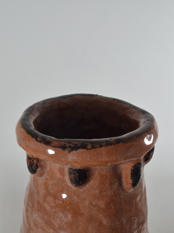 Large naive vintage ceramic vase by a blind artist (photo 8 of 14)