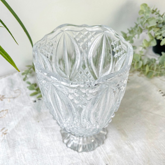 Kleine Vintage Glazen Vaas met Geometrisch Patroon – Vazen (photo 8 of 12)
