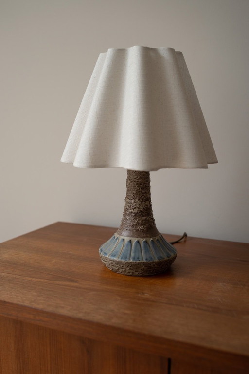 Danish ceramic table lamp beige/blue