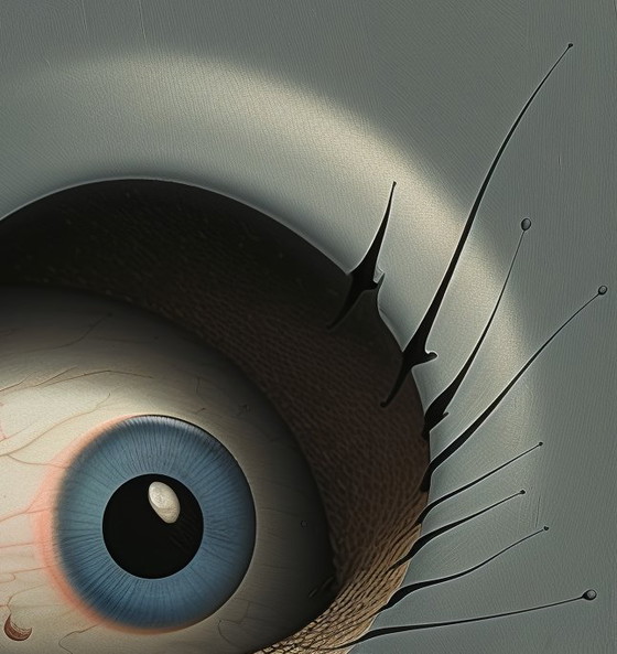 Image 1 of Unique Edition *** High-Quality Giclée  *** Monsieur Escargot and the Paradox of the Unblinking Gaze ***