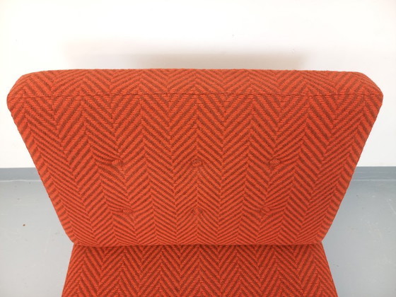 Image 1 of Fauteuil chauffeuse moderniste vintage en tissu et métal chromé des années 60 70