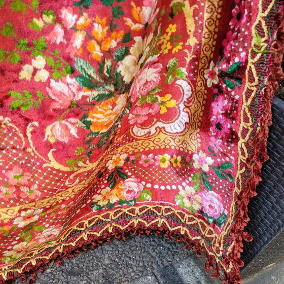 Image 1 of Large bedspread/tapestry, floral print, 40's - Eastern Europe