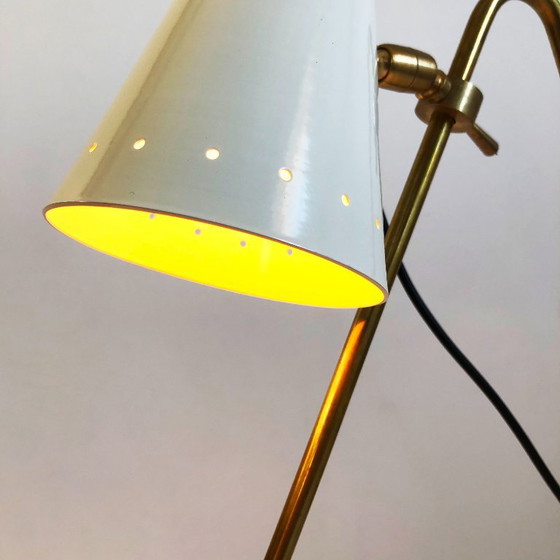 Adjustable Bipod Design Lamp 1950, Table lamps, Metal, Brass, White, Mid Century Modern (photo 8 of 13)