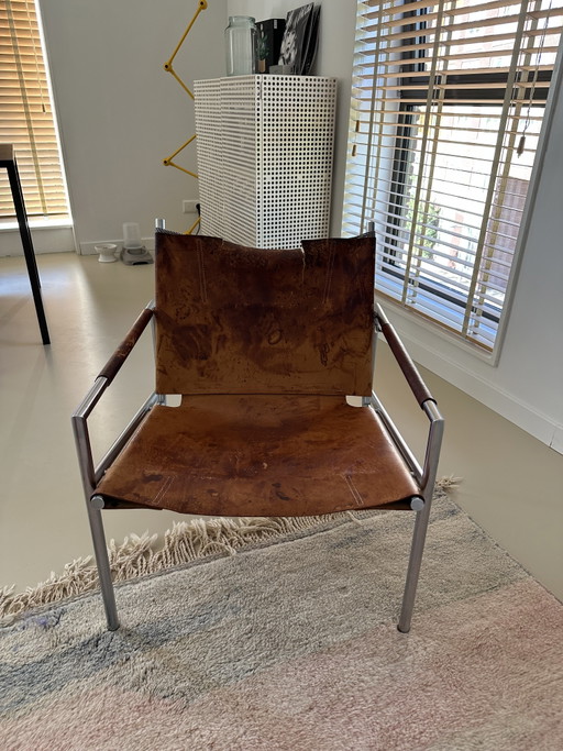Fauteuil Martin Visser – stoelen fauteuils, Leather, Metal