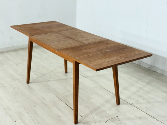 Image 1 of Scandinavian vintage kitchen dining table, oak – extendable – top freshly restored