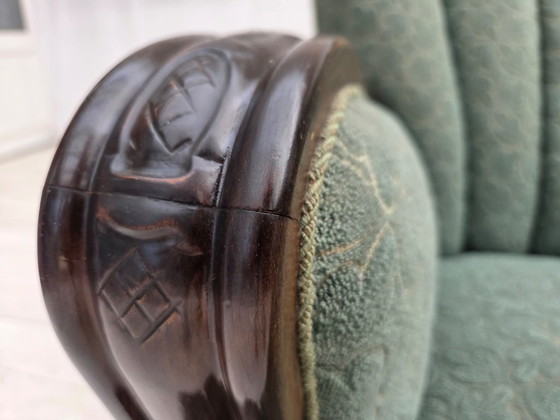 Deense relaxstoel uit de jaren 60, meubelwol, eikenhout – Fauteuils, Wood, Wool (photo 9 of 21)
