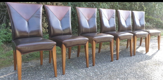 Image 1 of 6 mol en Geurts lederen eettkamer stoelen 