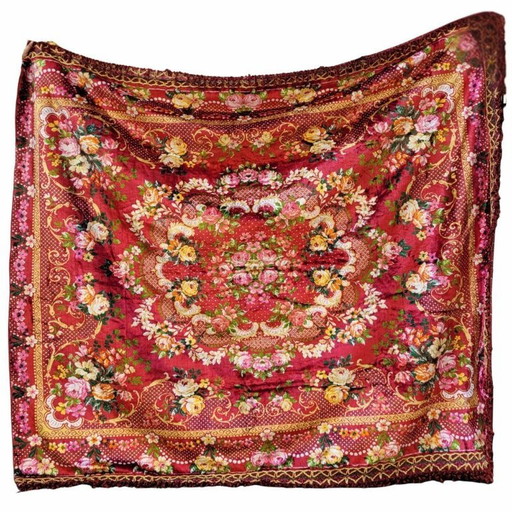Colcha/tapiz grande, estampado floral, 40’s - Europa del Este