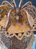 Openwork wooden lamp in an exotic 1960s style