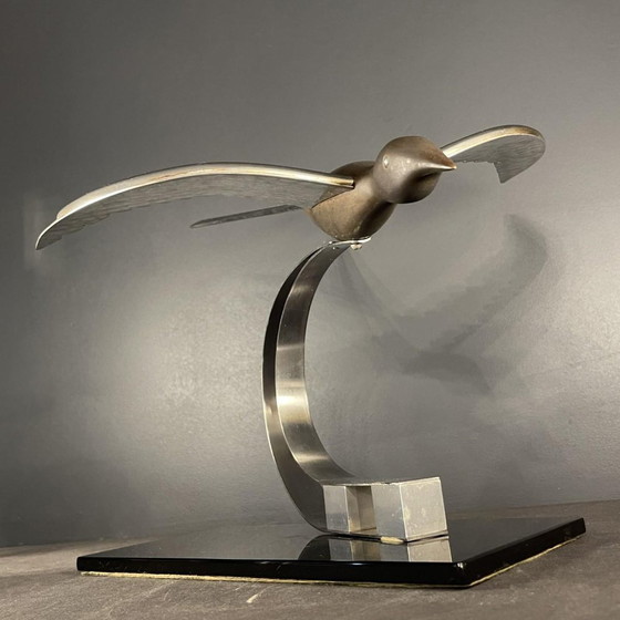 Art Deco Metall Bildhauerei eines Vogels, 1930er Jahre – Aluminium, polished steel (photo 13 of 15)