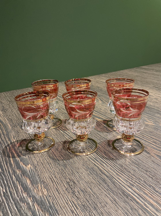 Image 1 of Carafe en cristal de Bohême vintage avec verres