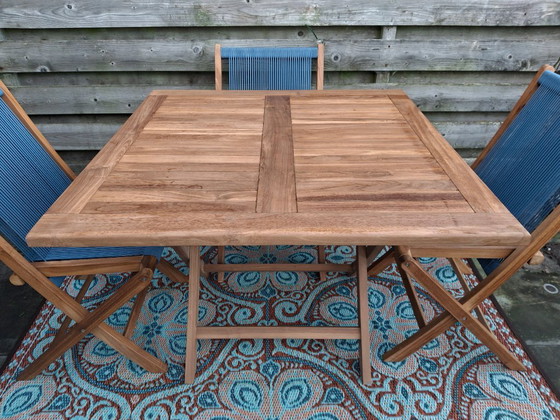 Image 1 of Teak garden set with 4 folding chairs
