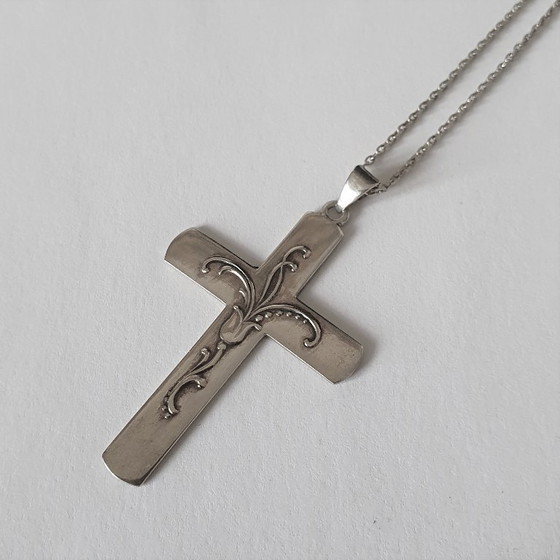Image 1 of Croix danoise en argent avec collier assorti