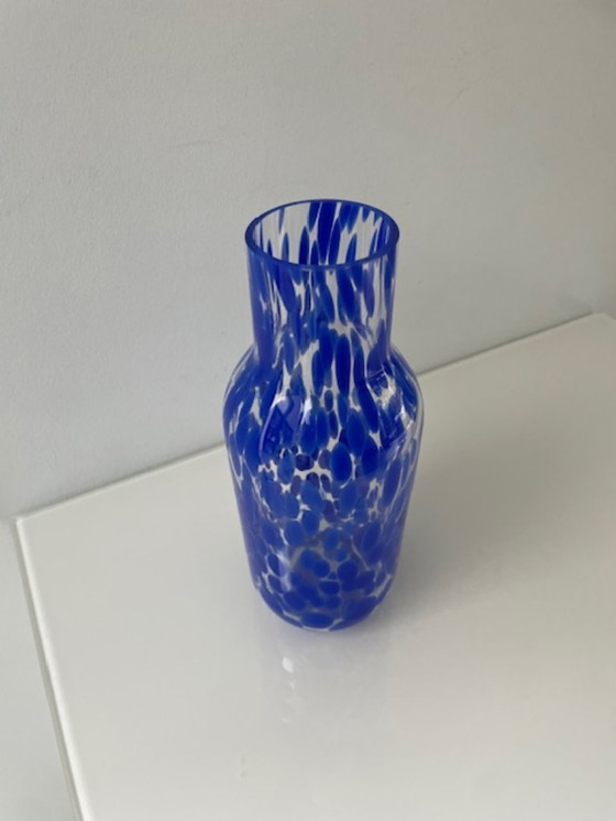 Image 1 of Mouth-blown designer carafe/vase sapphire blue – unique