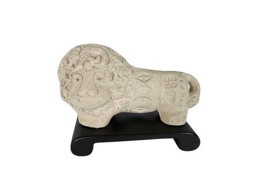 Bitossi - Aldo Londi - Lion - Lion on stand - unglazed - sculpture - Flavio Montelupo - 80's