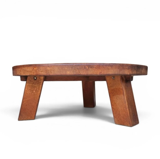 Brutalist oak coffee table / heavy weight 75 kg / 1960s – Coffee table books (photo 4 of 19)