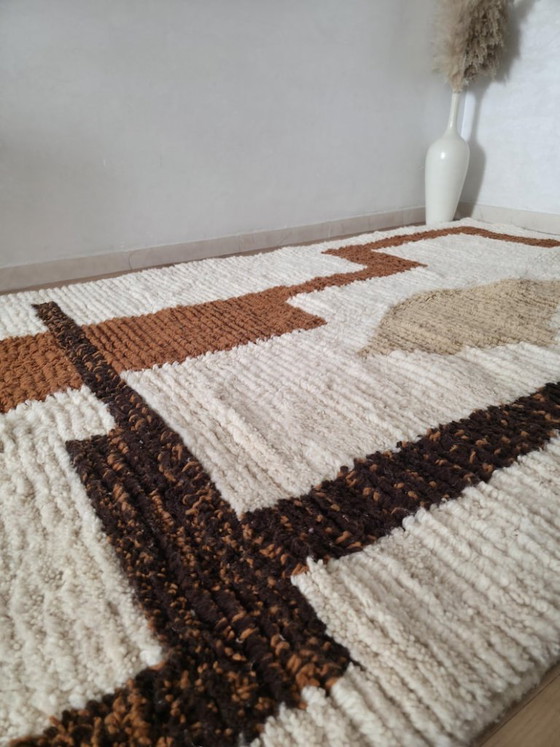 Image 1 of Handgeweven Marokkaans Berber wollen tapijt 3x2m | Abstract Beni Ourain tapijt